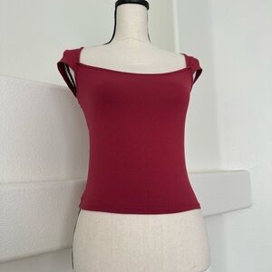 Wild Fable Burgundy Red Square Neck Crop Top Size S